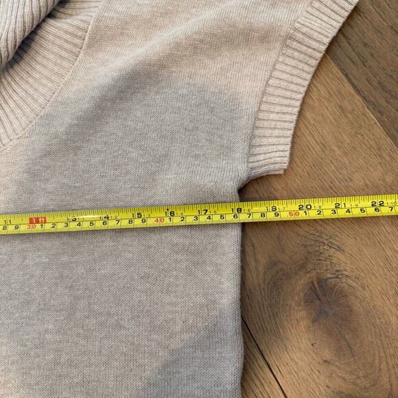 Caslon Short Sleeve Cowl Neck Sweater Pockets Tan Beige Cotton Viscose Medium - Picture 7 of 8
